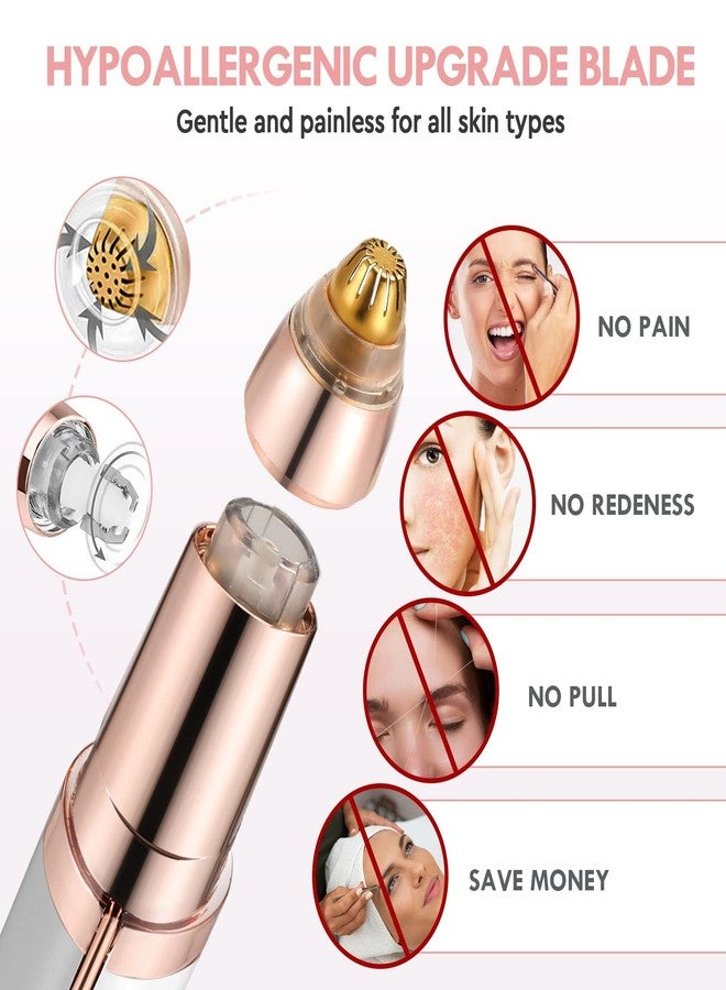 gurelax Eyebrow Hair Remover, Electric Eyebrow Trimmer for Women,Face and Eye Brow Razor with LED Light for Women Rechargeable with 2 x Replacement Heads (White) - Image 3