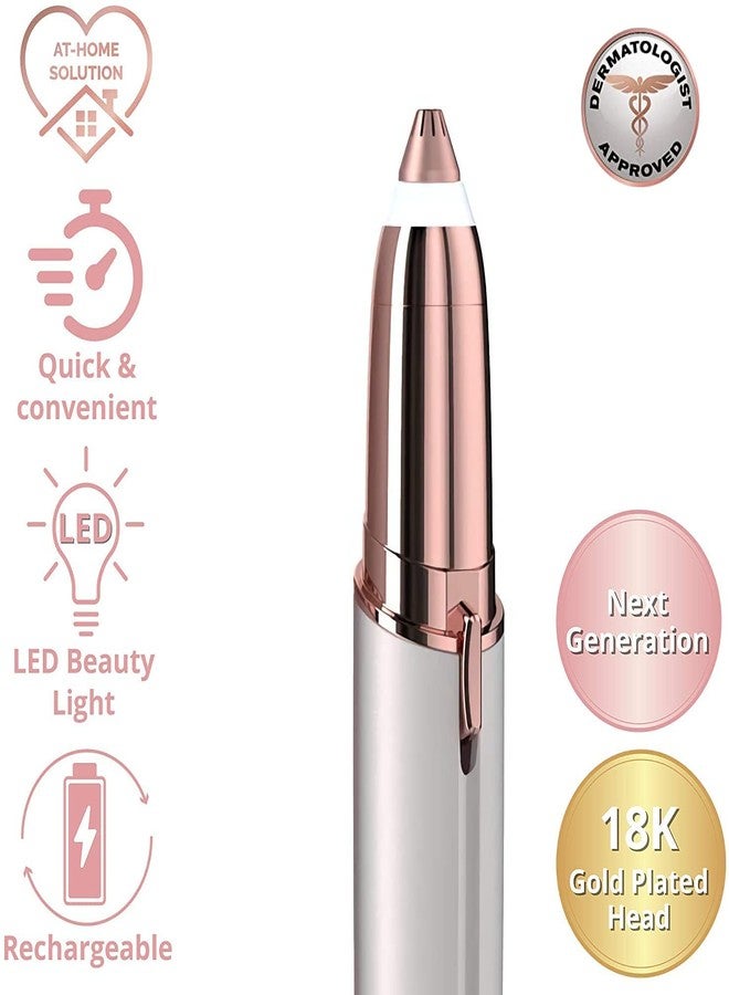 gurelax Eyebrow Hair Remover, Electric Eyebrow Trimmer for Women,Face and Eye Brow Razor with LED Light for Women Rechargeable with 2 x Replacement Heads (White) - Image 5