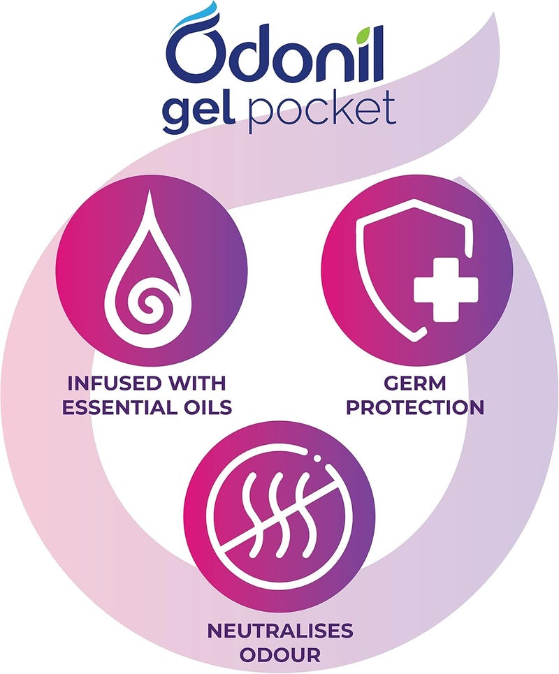 Odonil Gel Pocket Mix - 30g (Assorted pack of 3 new fragrances) | Infused with Essential Oils | Germ Protection |Long Lasting | Lasts Up to 30 days | Air Freshener for Bathroom, Toilet, Home & Office - Image 3