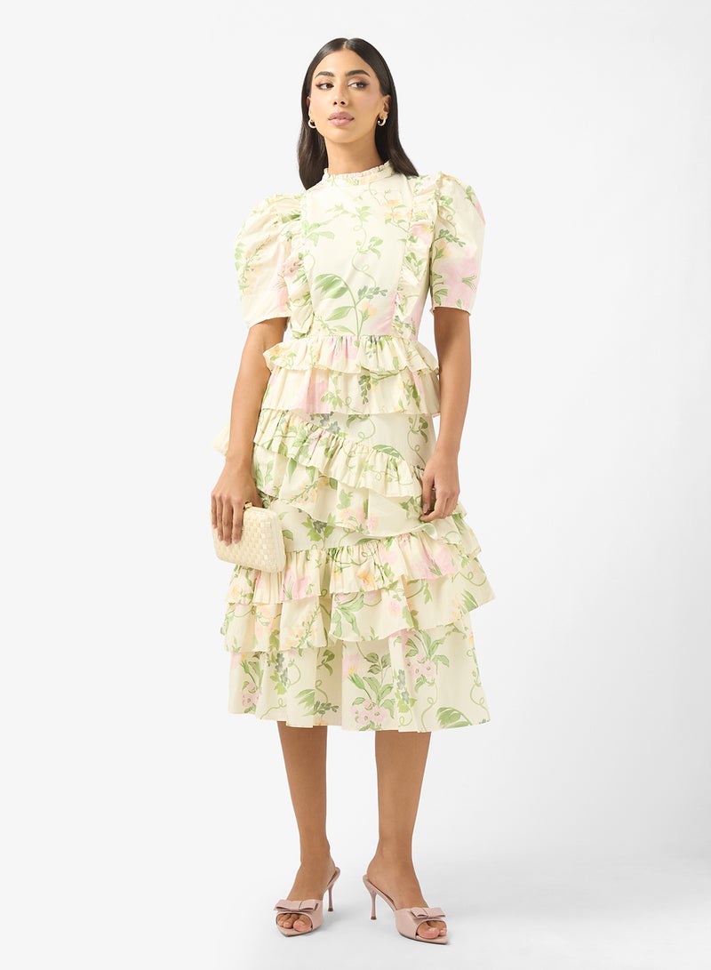 True Decadence Puff Sleeve Ruffle Maxi Dress - Image 4