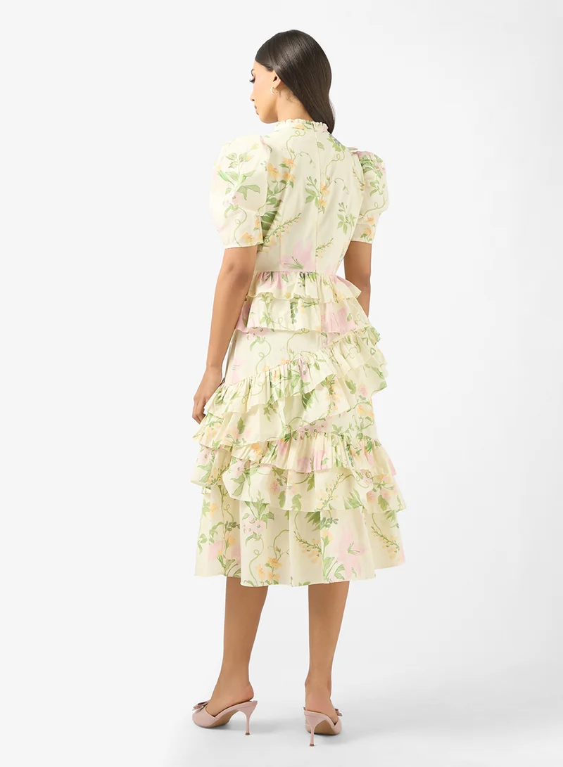 True Decadence  Puff Sleeve Ruffle Maxi Dress for Women | Best Price UAE