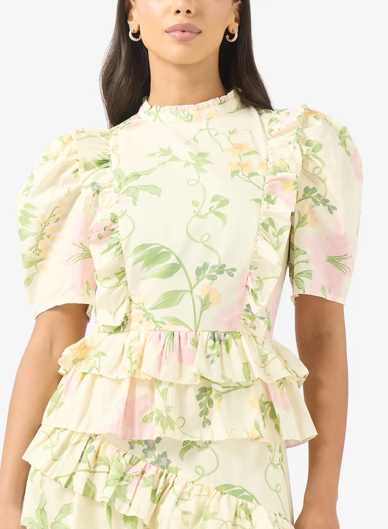 True Decadence  Puff Sleeve Ruffle Maxi Dress for Women | Best Price UAE