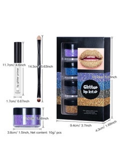 4 Colors Glitter Lip Kit Shiny Diamond And Metallic Lip Glitter Makeup Lipstick Lip Gloss Glitter Lipstick Waterproof & Long Lasting Lip Makeup Powder Set For Lips Nails Art(Set B Cool Color) - pzsku/Z71D460D8366F0B393DA1Z/45/_/1719249979/afc6c446-a511-40e0-96a6-80d653025571