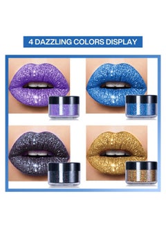 4 Colors Glitter Lip Kit Shiny Diamond And Metallic Lip Glitter Makeup Lipstick Lip Gloss Glitter Lipstick Waterproof & Long Lasting Lip Makeup Powder Set For Lips Nails Art(Set B Cool Color) - pzsku/Z71D460D8366F0B393DA1Z/45/_/1719249982/7ad9bd2e-a931-445a-a563-3fc2e429d269