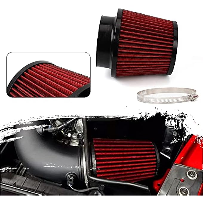 WOOTON Red 4" 100mm Inlet Cone Replacement Dry Air Filter High Flow Car Truck Performance Cold Air Intake - Image 4