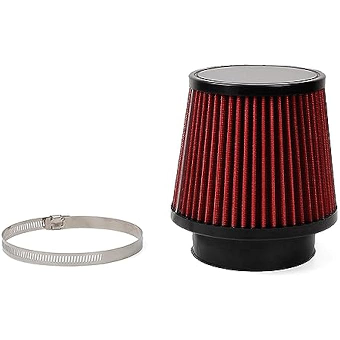 WOOTON Red 4" 100mm Inlet Cone Replacement Dry Air Filter High Flow Car Truck Performance Cold Air Intake - Image 1