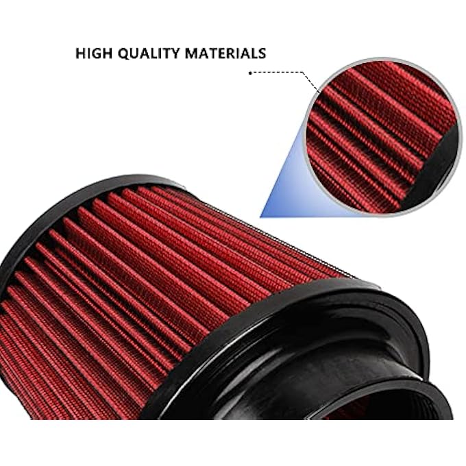 WOOTON Red 4" 100mm Inlet Cone Replacement Dry Air Filter High Flow Car Truck Performance Cold Air Intake - Image 3