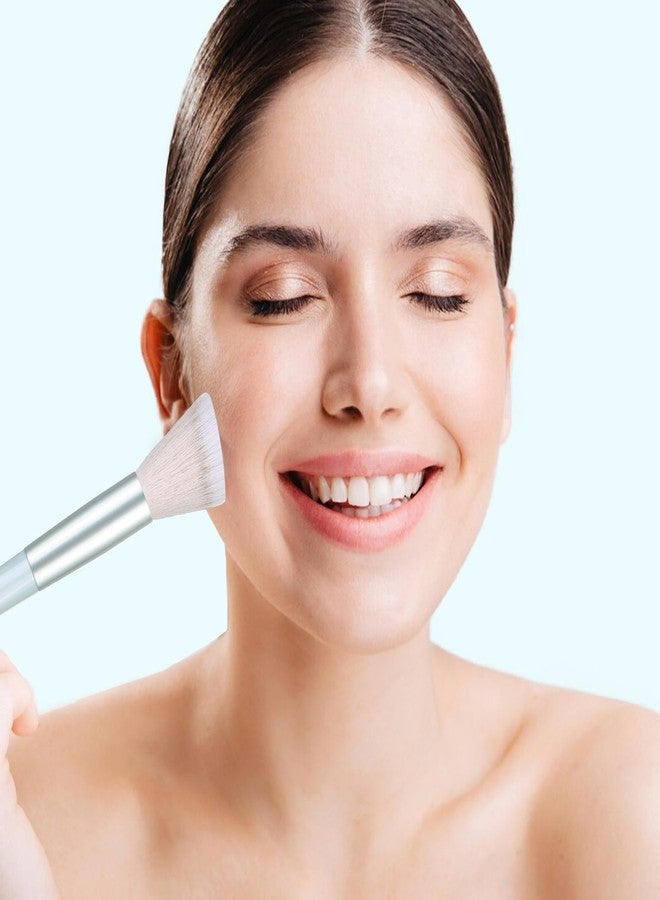 MSQ Make Up Brushes 10Pcs Powder Brushes Stipple Brush Synthetic Hair Makeup Brush Set with Bag for Powder Blending Contour Eyeshadow Eyeliner Nose Shader Concealer - Image 4