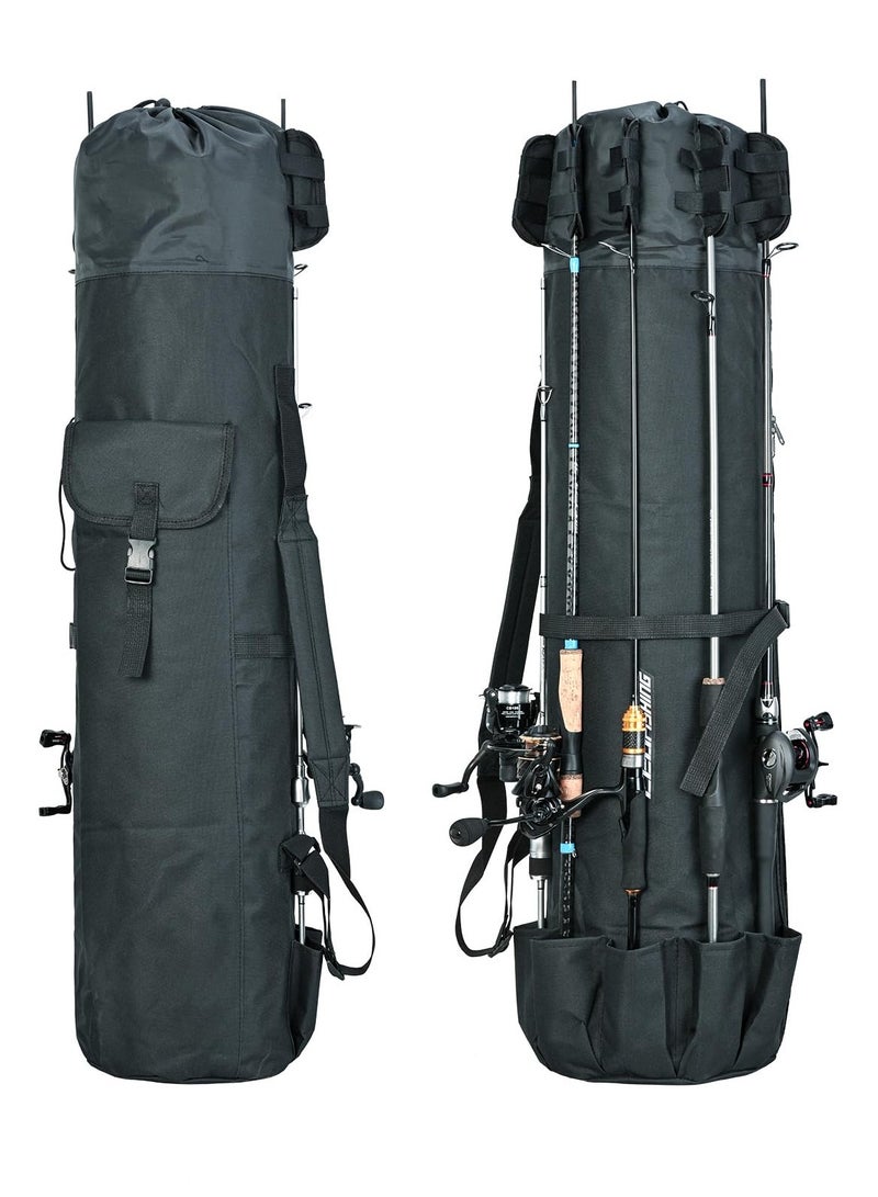Beauenty Large Capacity Waterproof Fishing Rod Bag with 5 Pole Holder Durable Organizer for Men Travel Fishing Gear - Image 1
