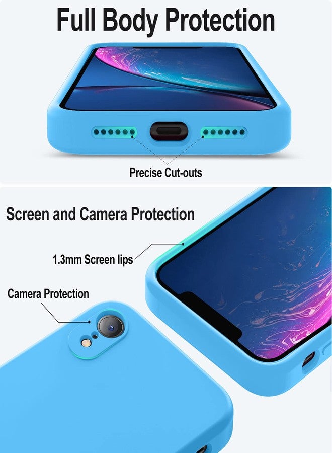 Vooii Compatible with iPhone XR Case, Upgraded Liquid Silicone with [Square Edges] [Camera Protection] [Soft Anti-Scratch Microfiber Lining] Phone Case for iPhone 10 XR 6.1 inch - Blue - Image 4