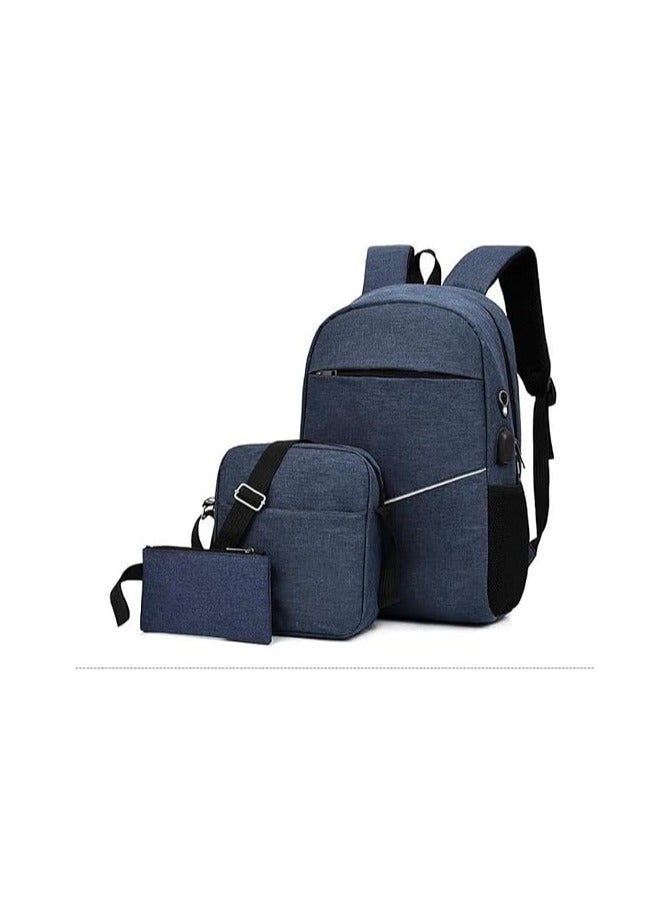 Energy Case 3 Pcs Laptop Bag, Backpack, Handbag, Messenger Bag, Shoulder Bag,Travel Bag, Water Resistant, Anti Scratch, For Men, Women, Student, Girls, Boys, School, Hiking, SET OF 3 (Blue) - Image 4