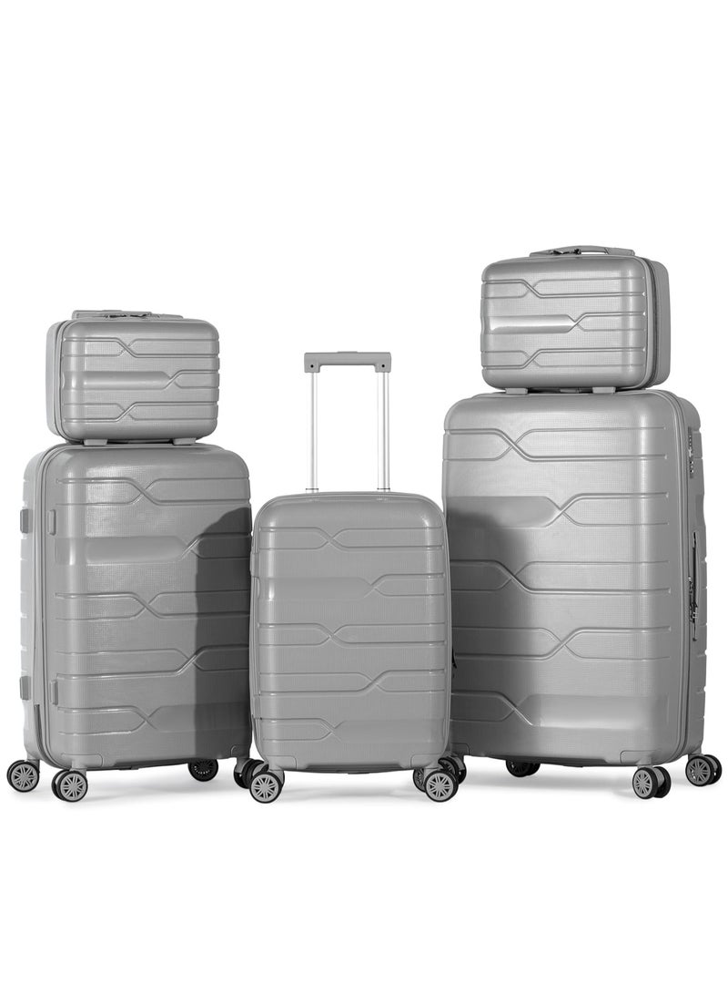 milano Milano Anti-Break Luggage Set 5 Pieces (12",14",20",24",28") (Silver) - Image 1