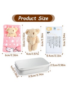 Excefore A Little Pocket Bear in a Tin Box, Hug Teddy Bear, Mini Animal Pocket Hug Bear, Fuzzy Mini Teddy Bears, for Valentines, Graduation, Birthday, Wedding (Brown)  - Image 2