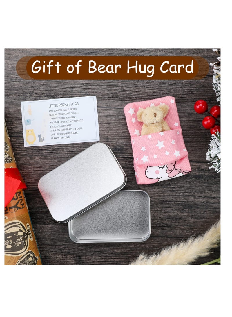 Excefore A Little Pocket Bear in a Tin Box, Hug Teddy Bear, Mini Animal Pocket Hug Bear, Fuzzy Mini Teddy Bears, for Valentines, Graduation, Birthday, Wedding (Brown) - Image 3