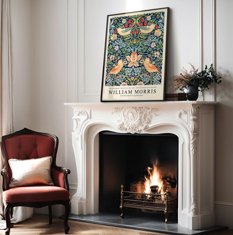 Poster Master Vintage William Morris Poster - Retro Strawberry Thief Print - Flower Art - Textile Pattern Art - Gift for Men & Women - Floral Decor for Living Room or Bedroom - 8x10 UNFRAMED Wall Art - Image 4