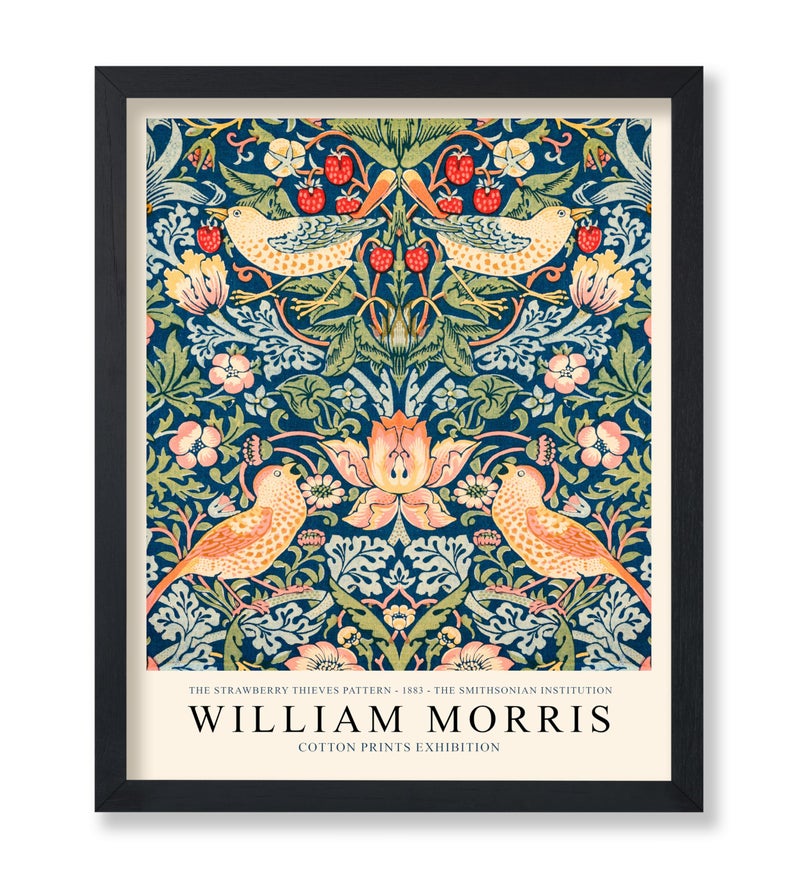 Poster Master Vintage William Morris Poster - Retro Strawberry Thief Print - Flower Art - Textile Pattern Art - Gift for Men & Women - Floral Decor for Living Room or Bedroom - 8x10 UNFRAMED Wall Art - Image 1
