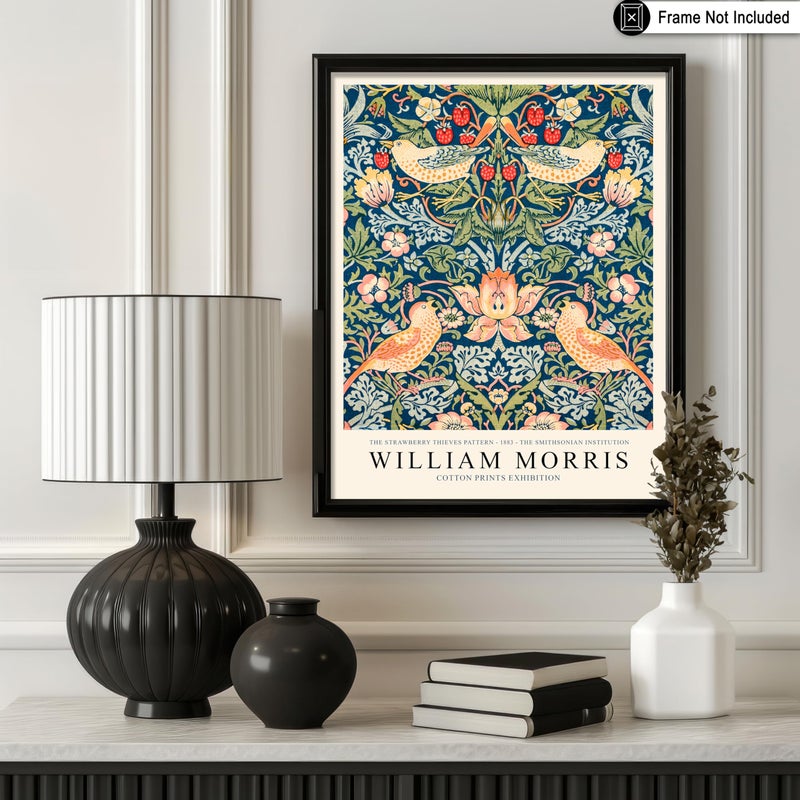 Poster Master Vintage William Morris Poster - Retro Strawberry Thief Print - Flower Art - Textile Pattern Art - Gift for Men & Women - Floral Decor for Living Room or Bedroom - 8x10 UNFRAMED Wall Art - Image 3