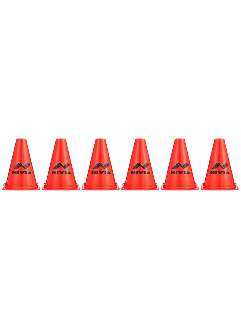 Nivia 555 Plastic Marking Cones | Size: Universal | Material: Plastic | Pack of 6 | For Unisex | Impact-resistant | Flexible | Highly durable | Perfect for emergency responders, Schools, Municipalities, Parking lots, Construction, Utility trucks, Tow trucks Road safety - Image 1