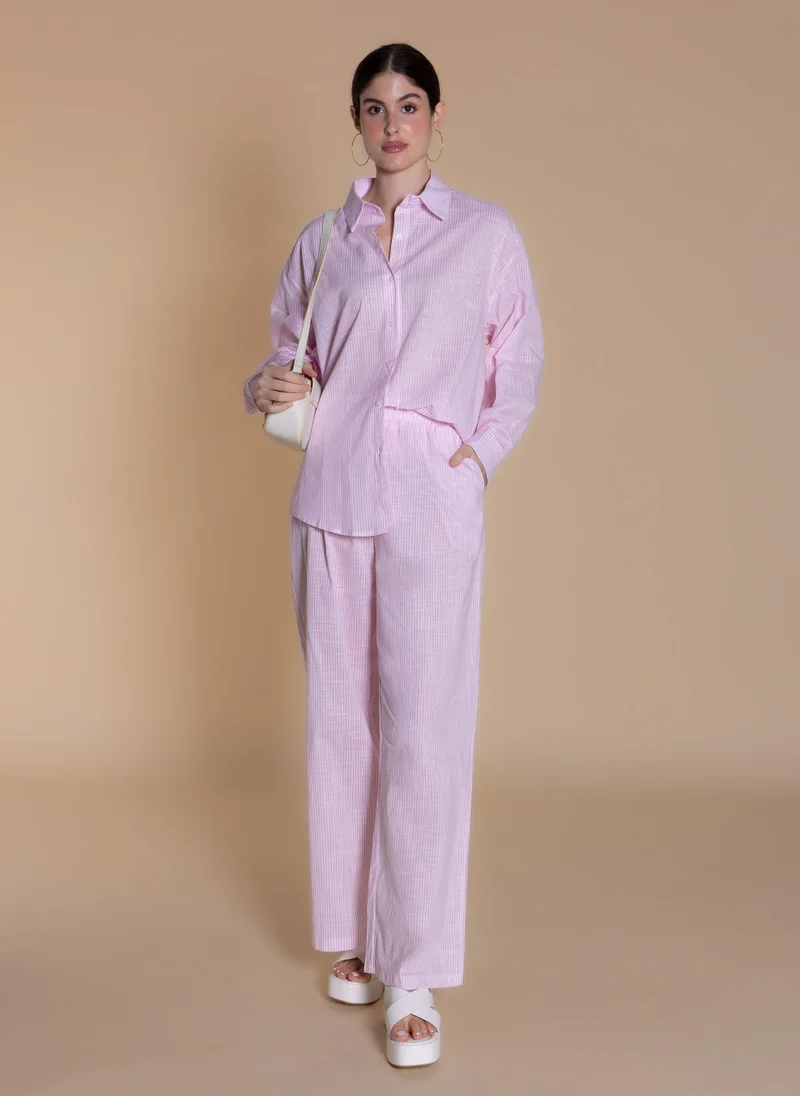 شايبس STRIPED LINEN BLEND SHIRT SET