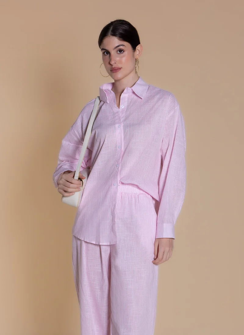 شايبس STRIPED LINEN BLEND SHIRT SET