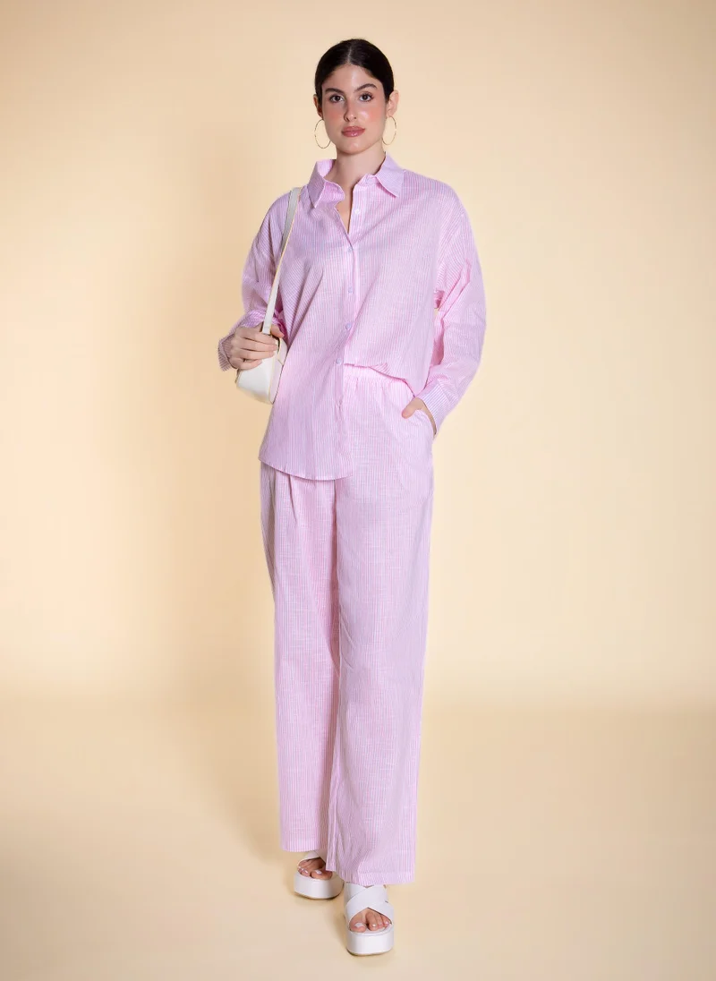 شايبس STRIPED LINEN BLEND SHIRT SET