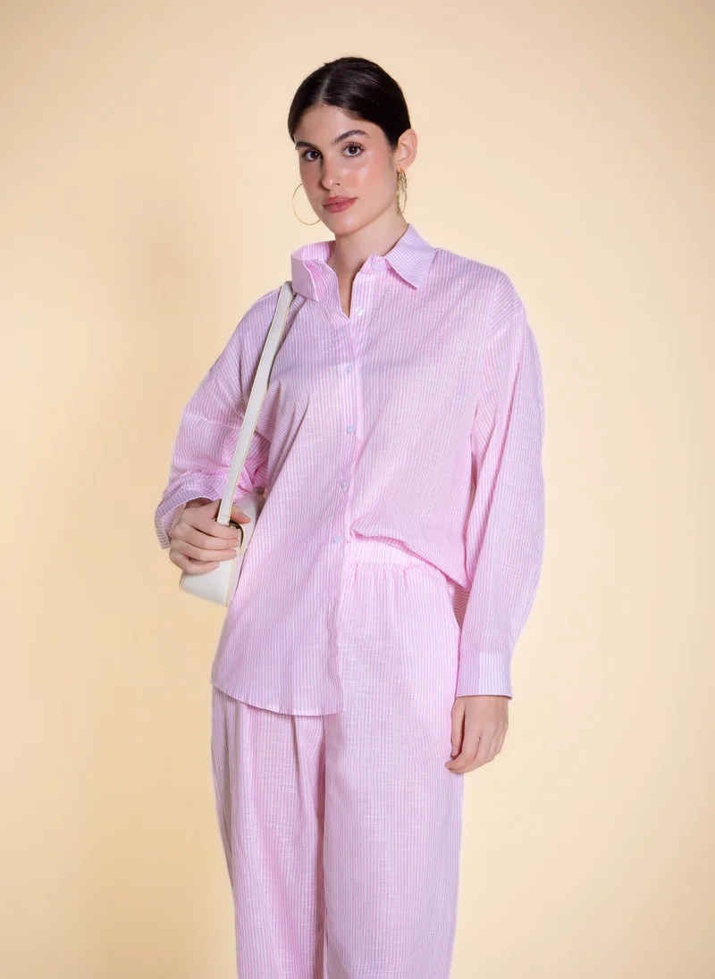 شايبس STRIPED LINEN BLEND SHIRT SET