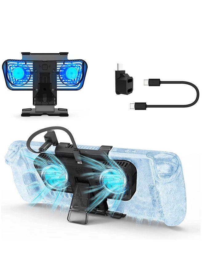 Loquat RGB Cooling Fan for Steam Deck u0026 Nintendo Switch OLED, Cooling Fan Dock with Stand u0026 USB-C Adaptor, USB-C Powered with Adjustable Speed u0026 Blue RGB Lighting  - Image 1