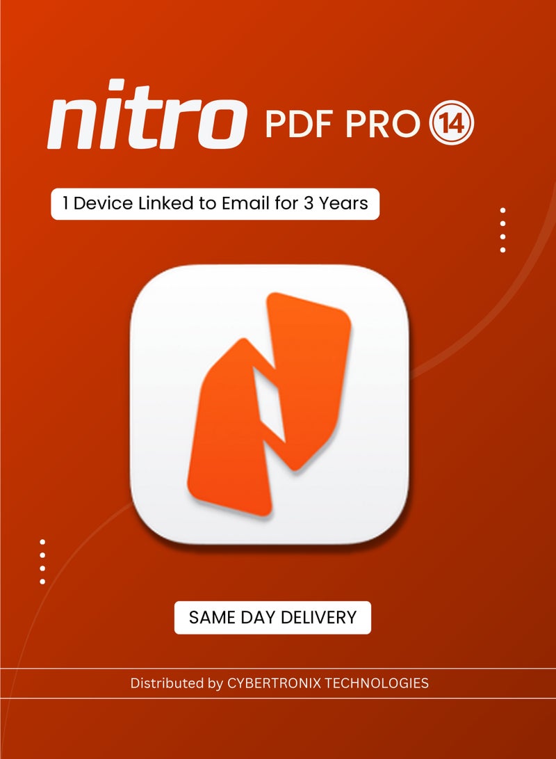 نيترو بي دي إف برو 14 | جهاز واحد مرتبط بالبريد الإلكتروني لمدة 3 سنوات | ترخيص رقمي | توصيل في نفس اليوم