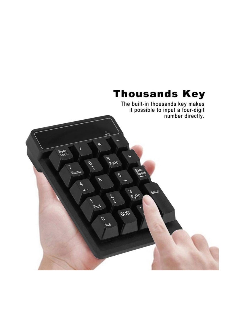 Excefore Bluetooth Numeric Keypad, Wireless 19-Keys Number pad, Portable Mini Accounting Multi-Function Number Keypad, with 10m Transmission Distance and 10 Million Clicks, for Laptop, Notebook Tablet - Image 3