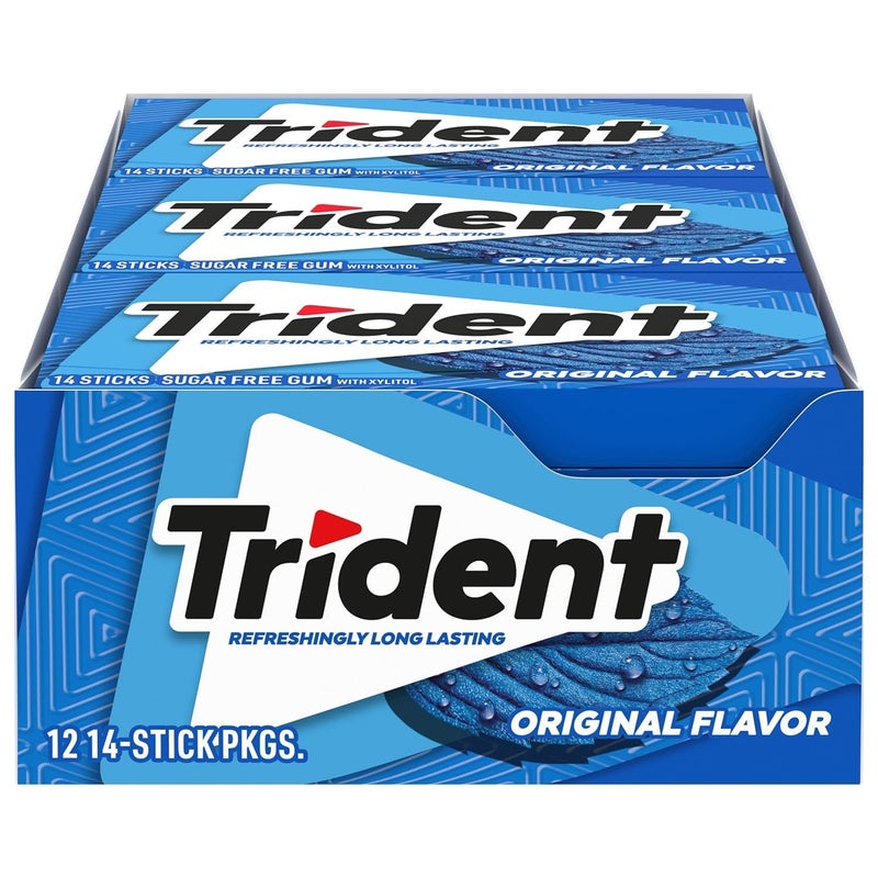 Trident ترايدنت نكهة علكة خالية من السكر - عبوات من 14 قطعة، إجمالي 168 قطعة، عبوة من 12 - Image 3