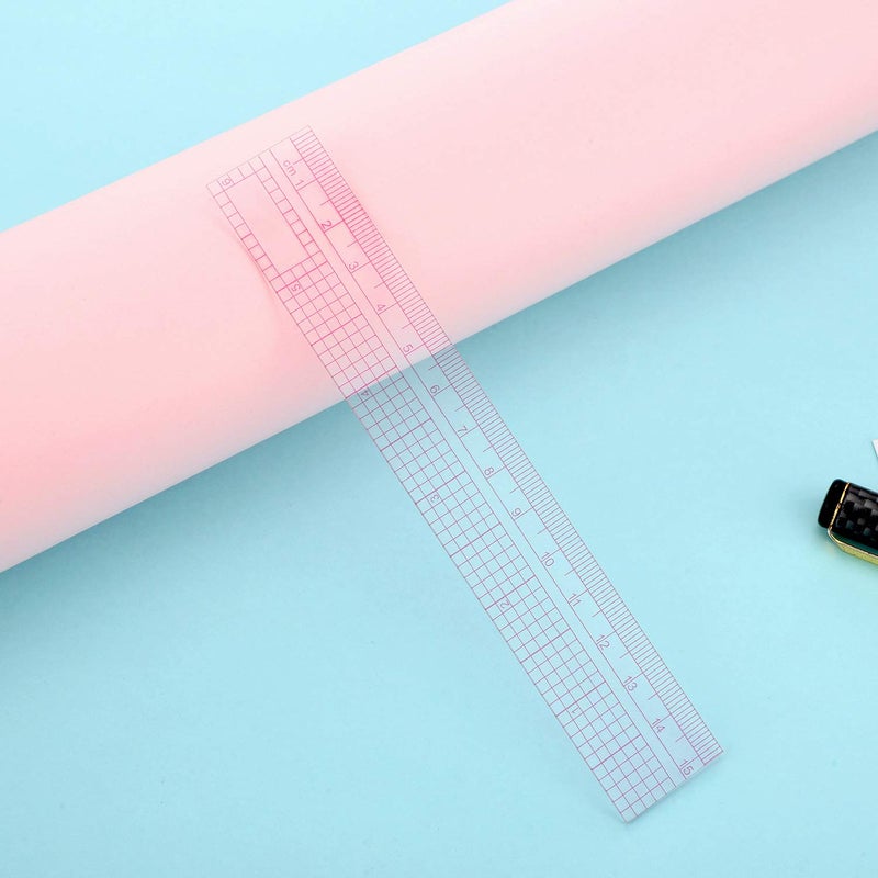 Pelopy 4 Pieces Clear Sewing Ruler Plastic Grid Transparent Ruler Plastic Straight Measuring Tool Set for Clothes Design Sewing(6 Inches, 12 Inches, B75 B-55 B-65 5808) - Image 4