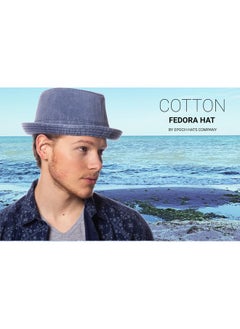 Epoch Men'S Casual Vintage Style Washed Cotton Fedora Hat (Us, Alpha, Small, Medium, Navy-F2232)  - Image 3