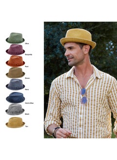 Epoch Men'S Casual Vintage Style Washed Cotton Fedora Hat (Us, Alpha, Small, Medium, Navy-F2232)  - Image 5