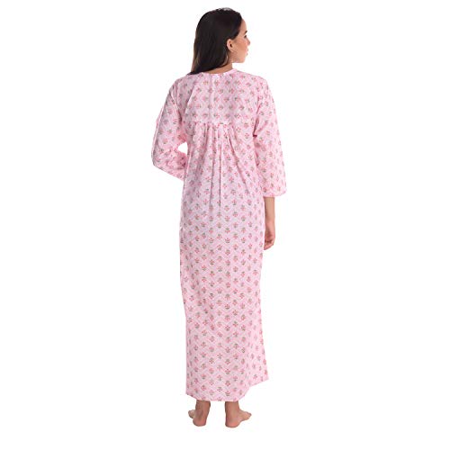 CIERGE Women's Cotton Fabric Full Sleeve Front Button Opening Beautiful Maxi Nighty (Pack of 3) Multicolour Free Size - Image 4