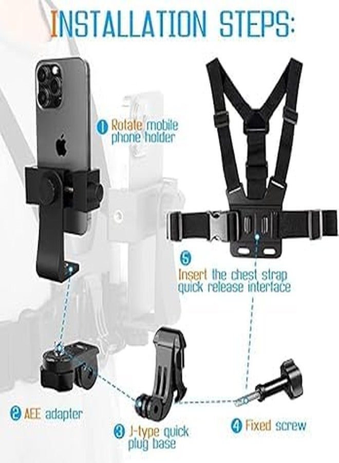 SUPERNIC Universal Phone Chest Mount Harness, Adjustable Smartphone Holder, Black - Image 2