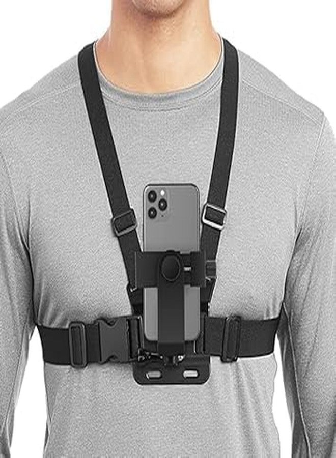 SUPERNIC Universal Phone Chest Mount Harness, Adjustable Smartphone Holder, Black - Image 1