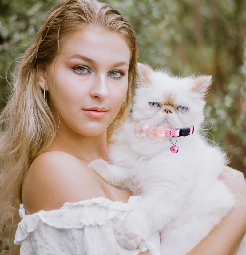 Tamhoo 16 PCS Cute Cat Collar with Bells Kitten Collars for Girls Pink Cat Collar Breakaway Cat Collars for Girl Cats Small Kitten Collar with Bell Boy Pet Collar for Cats Kitten Supplies Flower Cat Collar - Image 3