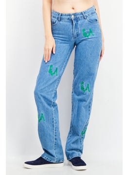 Don't Call Me Jennyfer Women Regular Fit Embroidered Non Stretchable Jeans, Blue  - Image 1