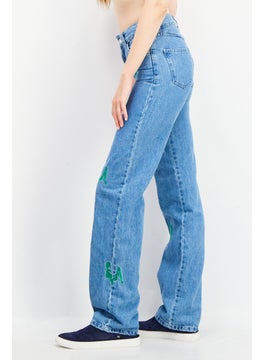Don't Call Me Jennyfer Women Regular Fit Embroidered Non Stretchable Jeans, Blue  - Image 2