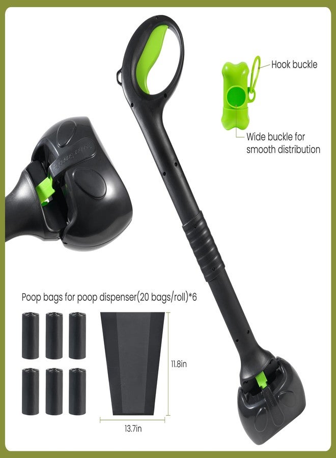 NYEONHRT 28 Inch Handle Dog Pooper Scooper Portable with Bag Attachment, One Handed Foldable Design, Includes 120 Biodegradable Waste Bags and Dispenser for Grass Yard Gravel Cleanup - Image 2