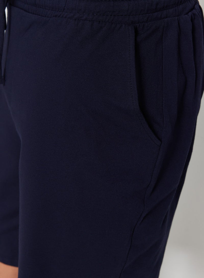 trendyol Navy Blue Unisex Regular Fit Apache Collar Shorts Pajamas Set TMNSS23PT00007 - Image 5