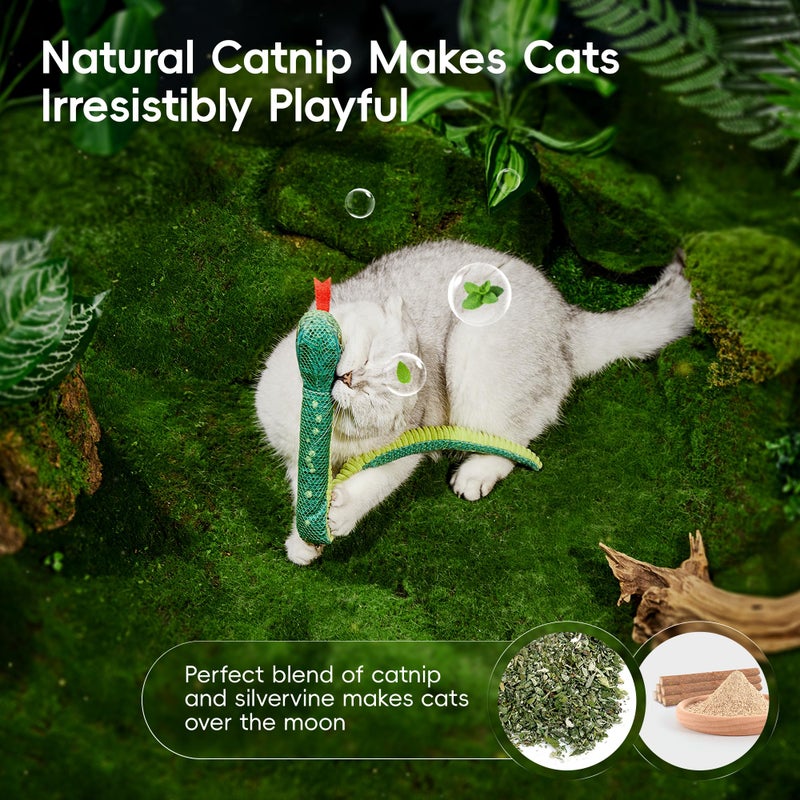 Potaroma Cat Toys Realistic Snake Catnip Crinkly Sound Toy 2 Pcs for Halloween, Mesh Fabric for Teeth Cleaning, Interactive Kicker Toys for Indoor Kitten Exercise 20 Inches - Image 5