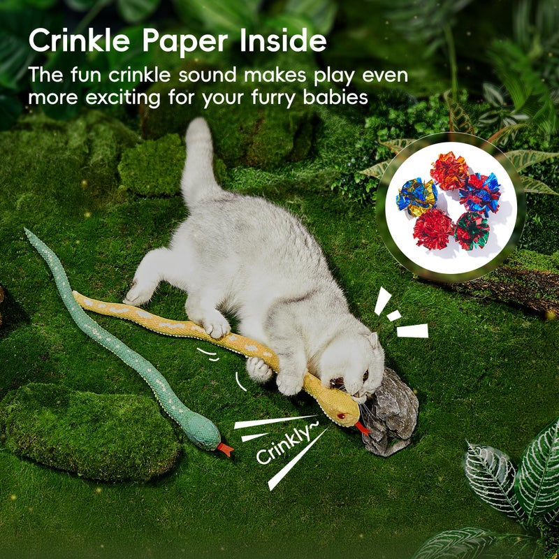 Potaroma Cat Toys Realistic Snake Catnip Crinkly Sound Toy 2 Pcs for Halloween, Mesh Fabric for Teeth Cleaning, Interactive Kicker Toys for Indoor Kitten Exercise 20 Inches - Image 4