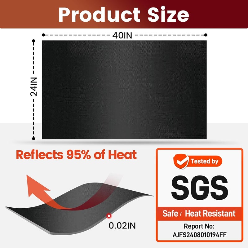Amerbro Heat Shield Automotive Aluminum Reflects 95% of Radiant Heat, 24" x 40" Stove Heat Shield to Protect Refrigerator, Heat Shield Wrap for Exhaust, Motorcycle, Wood Stove, Cabinet, Fireplace (Black) - Image 2