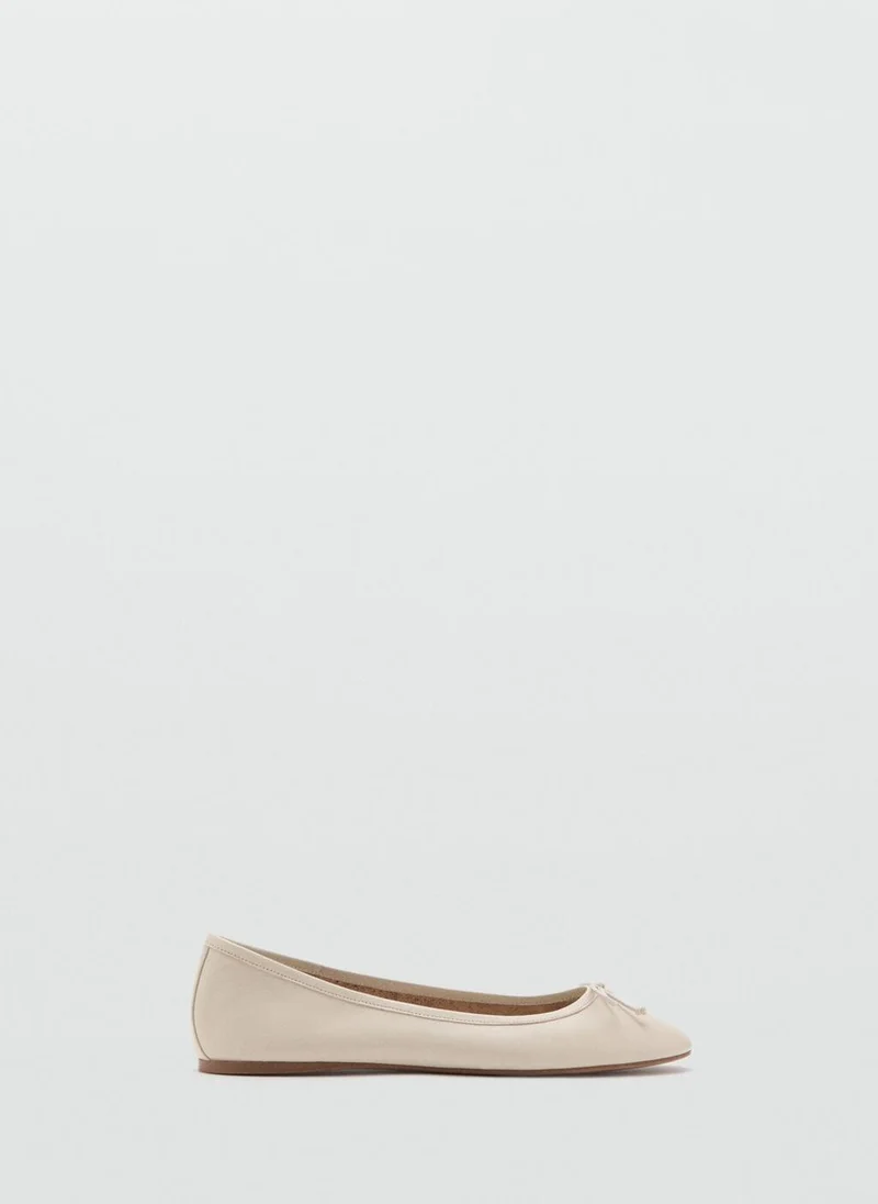 MANGO Leather ballet flats with bow