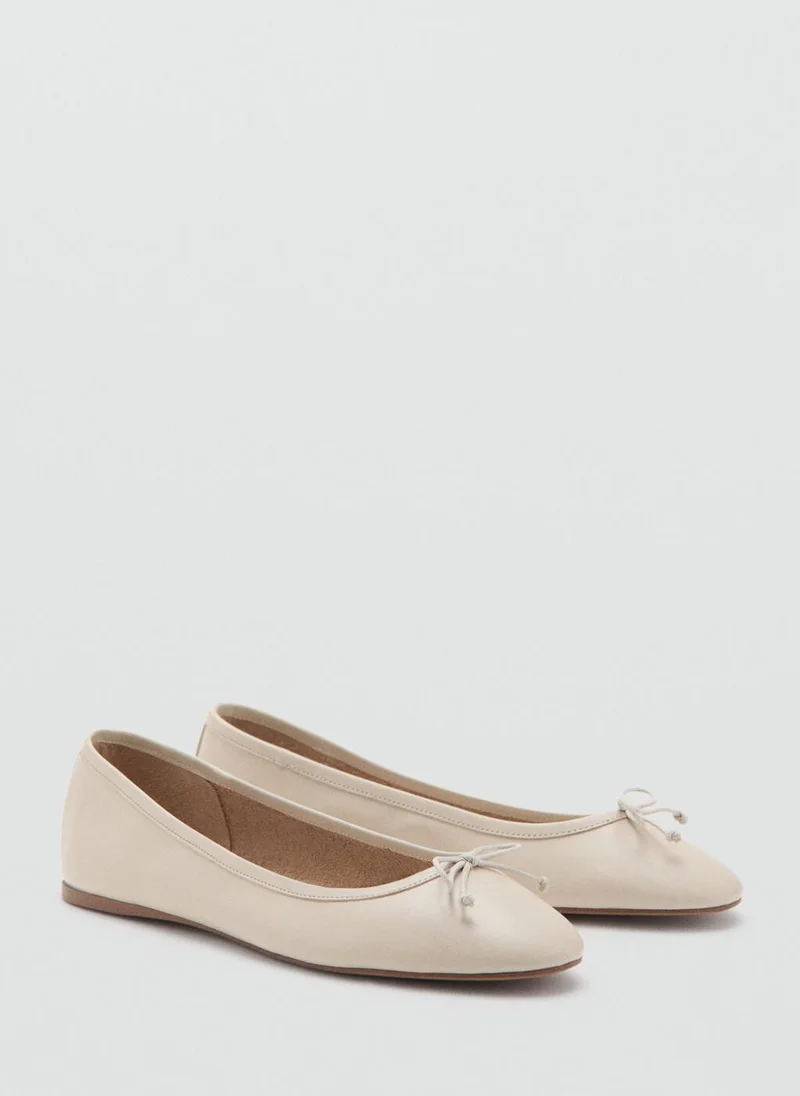 MANGO Leather ballet flats with bow