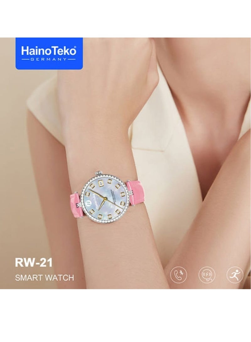 Haino Teko RW-21 Smart Watch Elegant Design With 2 Leather Straps For Women And a Wireless Charger Multicolour - Image 2