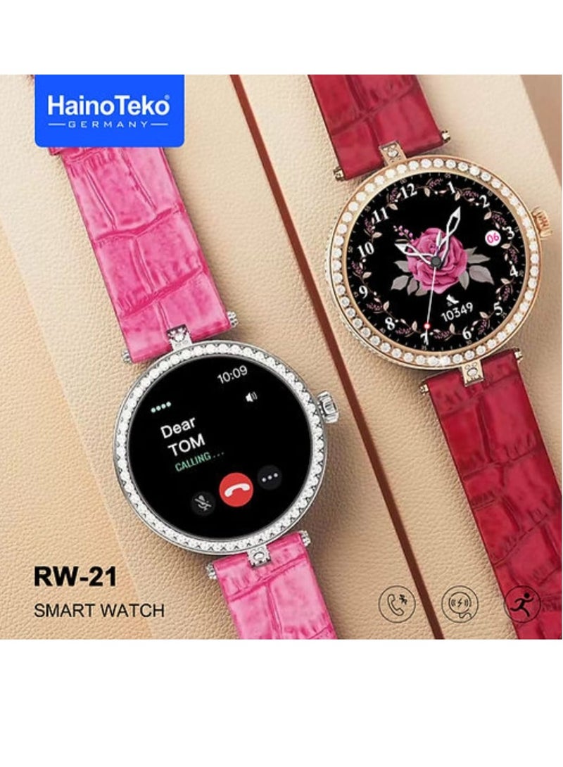 Haino Teko RW-21 Smart Watch Elegant Design With 2 Leather Straps For Women And a Wireless Charger Multicolour - Image 3