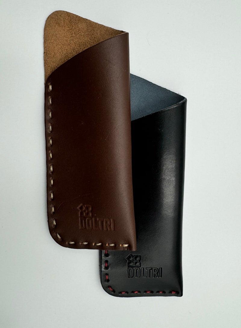 Generic Doltri - Specs Glasses Hand Stitched Leather Case-Brown  - Image 2