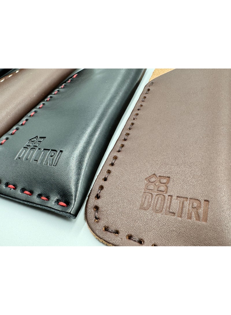 Generic Doltri - Specs Glasses Hand Stitched Leather Case-Brown  - Image 3